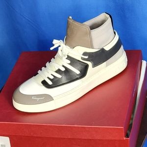 Salvatore Ferragamo Borg Leather Sock Sneakers